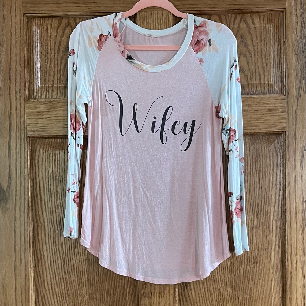 Floral Pink 'Wifey' Long Sleeve Top